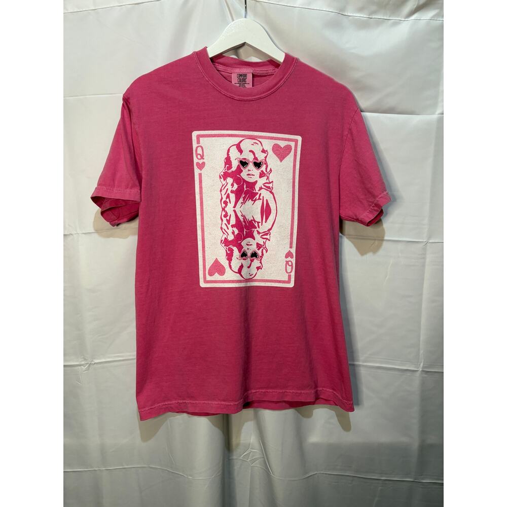 Dolly Parton Pink Queen of Heart Crewneck Graphic Tee T-Shirt Size M